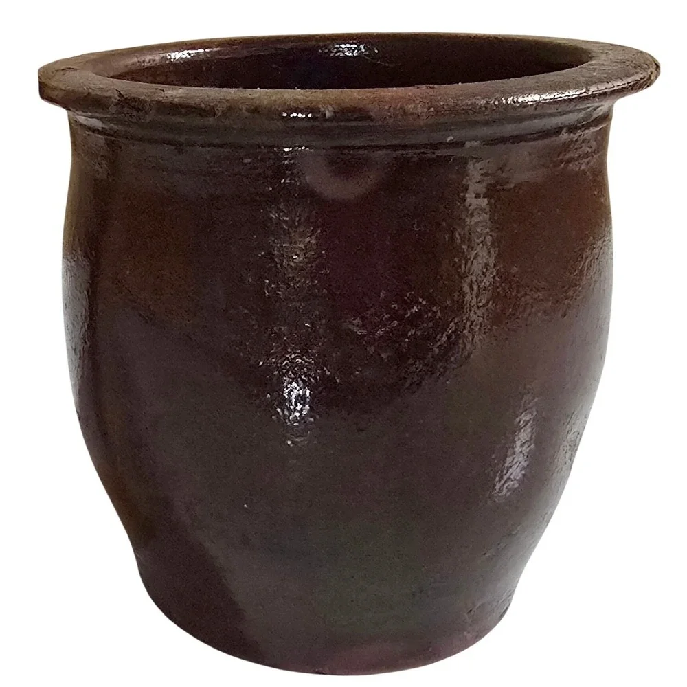 Vintage Brown Composition Cachepot 4 in Small Rustic Planter Crock